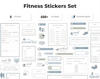 Digital Stickers - Fitness Stickers Set - Workout & Meal Planning - Sticker Pack for GoodNotes - Minimalist Digital Planner Stickers