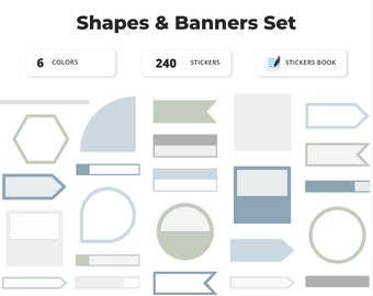 Digital Stickers - Shapes and Banners Pack for GoodNotes - Stickers for Digital Planner