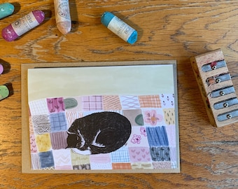 Emily's Patchwork Cat - Greeting Card