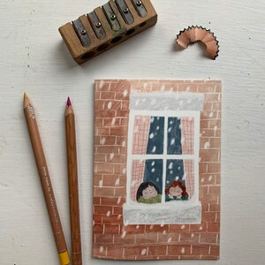 Watching the snow and Favourite present 2 Greeting cards image 3