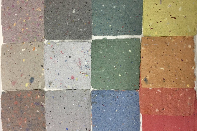 natural paper handmade 13 sheets size 11 x 11 cm Tweed paper various pastel colours