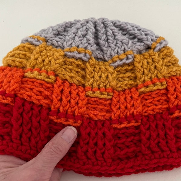 Bonnet femme, bonnet au crochet, taille. 50 à 55 cm, gris, curry, orange, rouge polyacrylique, laine