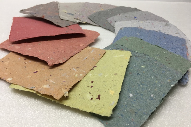 natural paper handmade 13 sheets size 11 x 11 cm Tweed paper various pastel colours