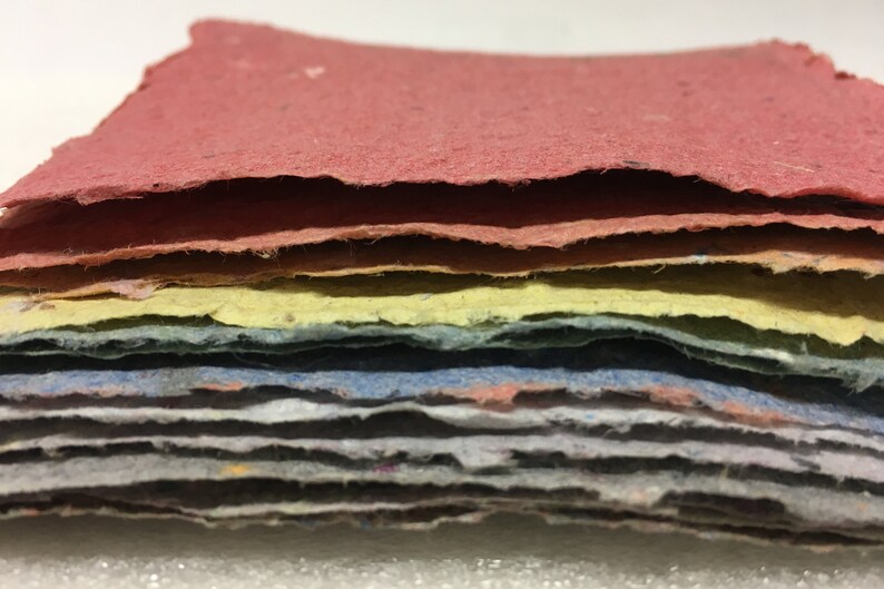 natural paper handmade 13 sheets size 11 x 11 cm Tweed paper various pastel colours