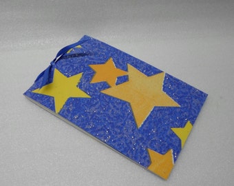 Notebook / Wunsch-Traum-Büchlein / Nr. 35, handbound, blue with stars