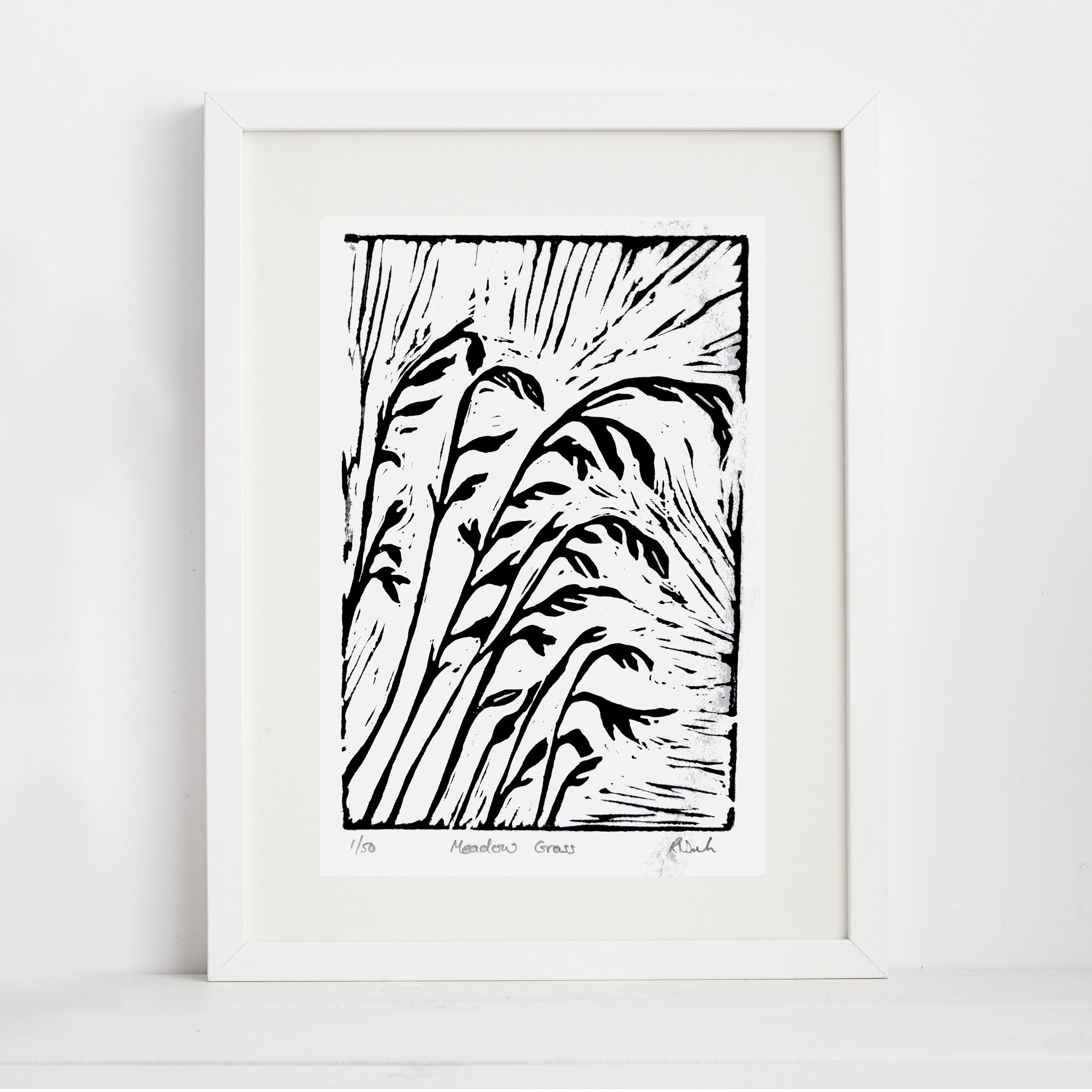 Meadow Grass Lino Print Etsy