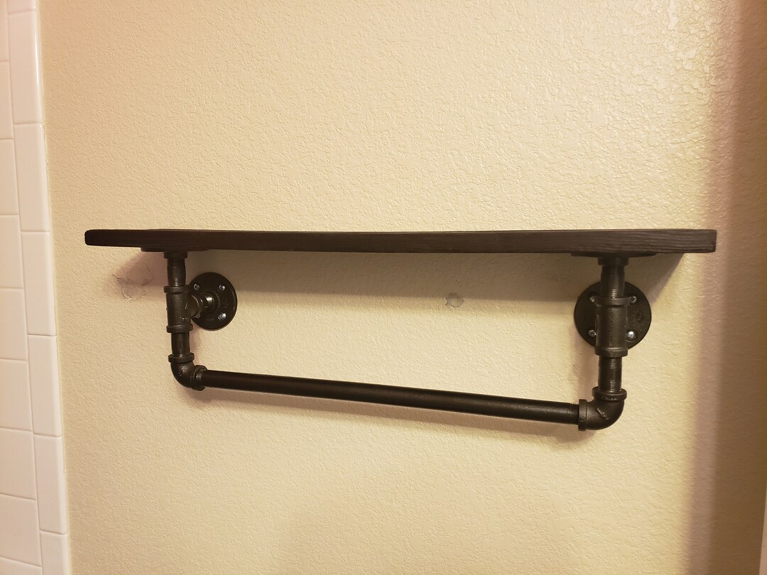 Industrial Pipe Towel Rack With Shelf Etsy