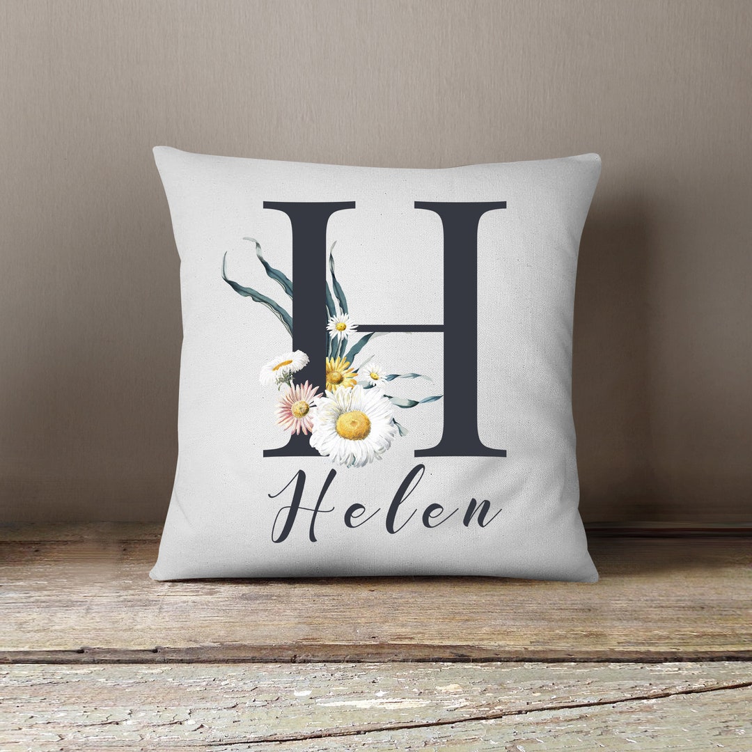 Personalized Name Pillow Letter H With Blosson Pillow Custom Etsy
