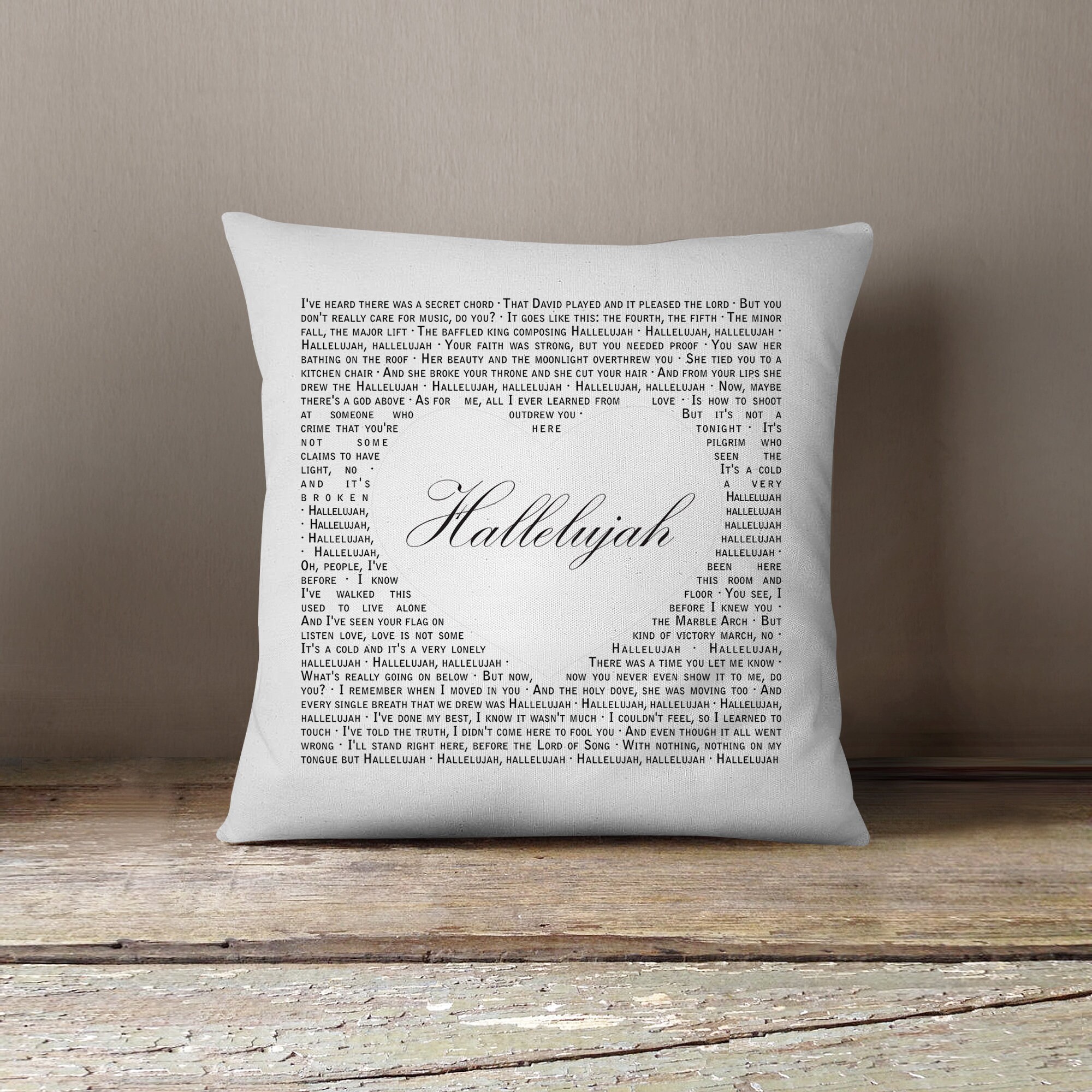Hallelujah Song Lyrics Pillow Hallelujah Cotton Pillow Etsy