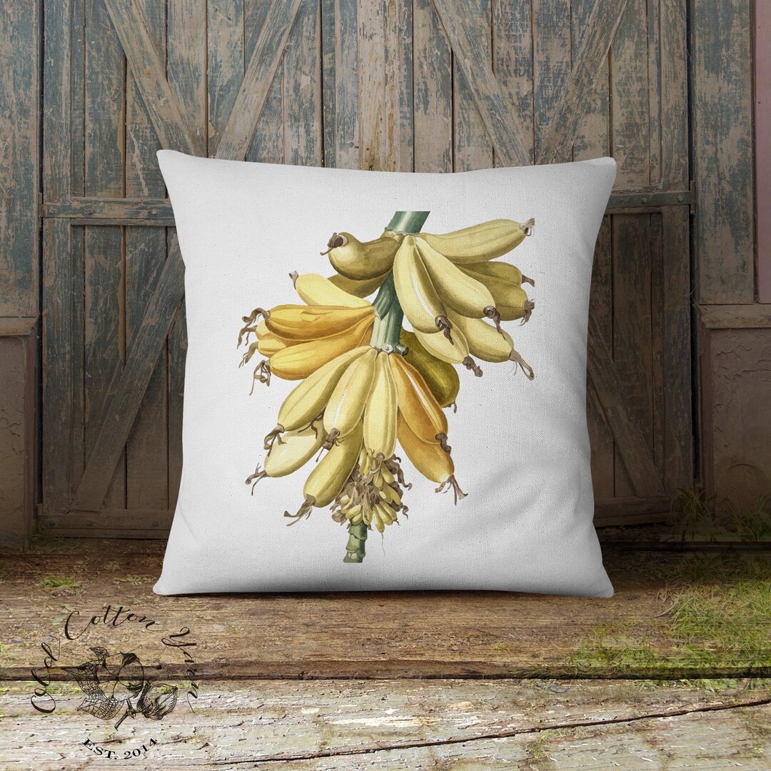 Bananas Pillow Bananas Cushion Bananas Cotton Pillow Rustic Etsy