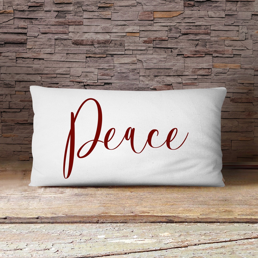 Peace Pillow Peace Lumbar Pillow Christmas Cotton Pillow Etsy UK