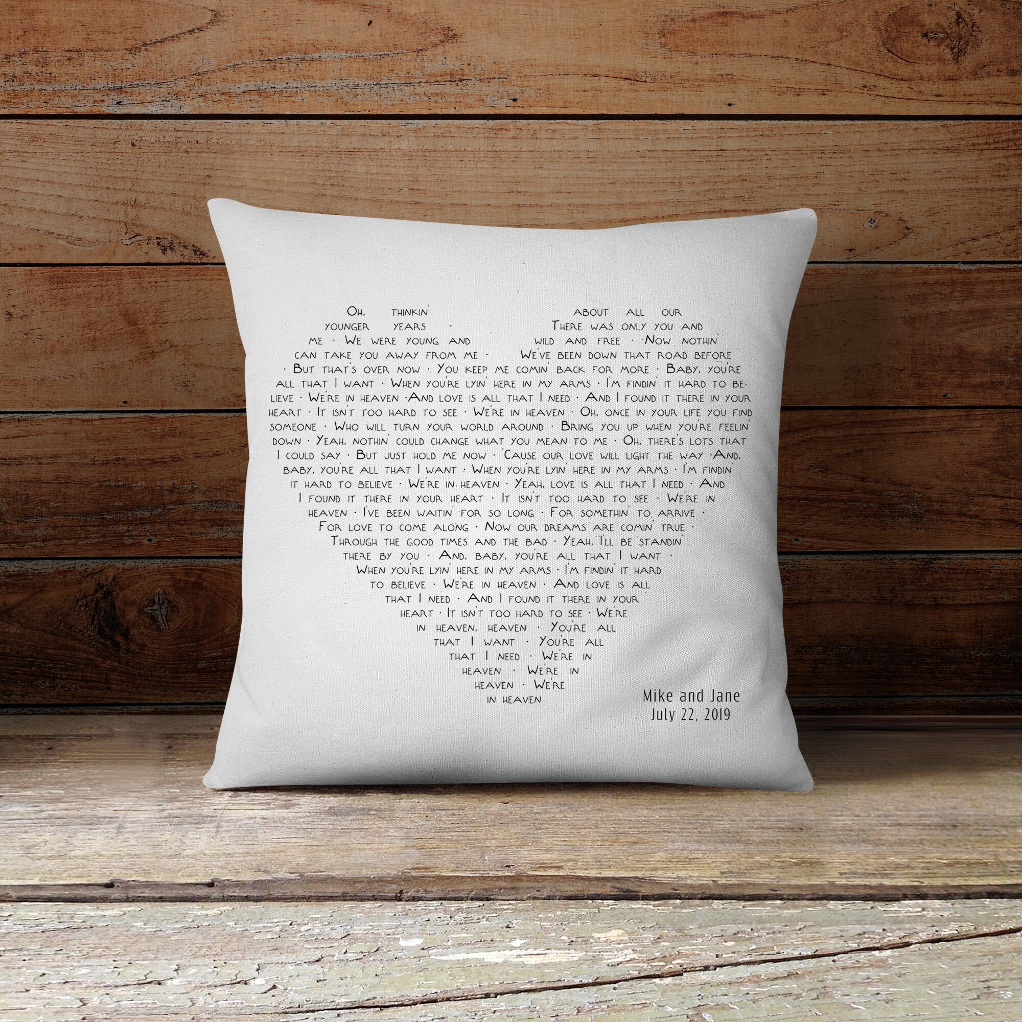Personalized Song Lyrics Pillow Custom Song Lyrics Pillow Etsy