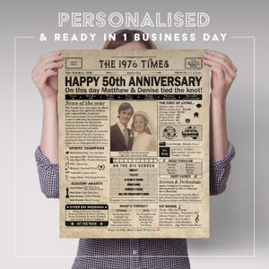 50th Anniversary gift for parents | Printable anniversary party decor | Couple's gift | 1976 Poster | AUSTRALIA version | Digital Download image 5