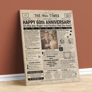 60th Anniversary gift for parents | Printable anniversary party decor | Couple's gift | 1966 Poster | UK version | Digital Download image 4