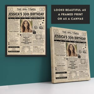30th Birthday gift for husband, wife, partner, friend, child | Printable birthday party decor | 1996 Poster | Canada version | Digital File image 6