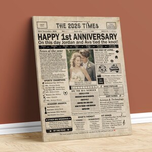 1st Anniversary gift for husband or wife | Printable paper anniversary party decor | Couple's gift | 2025 Poster | AUSTRALIA | Digital File zdjęcie 4