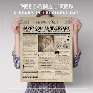 Regalo de 60.º aniversario para padres / Decoración imprimible para fiesta de aniversario / Regalo para parejas / Póster de 1966 / Versión CANADÁ / Descarga digital imagen 5