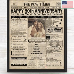 50th Anniversary gift for parents | Printable anniversary party decor | Couple's gift | 1976 Poster | US version | Digital Download image 2