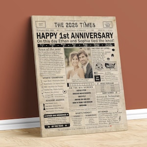 1st Anniversary gift for husband or wife | Printable paper anniversary party decor | Couple's gift | 2025 Poster | US version | Digital File image 4
