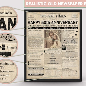 50th Anniversary gift for parents | Printable anniversary party decor | Couple's gift | 1976 Poster | CANADA version | Digital Download image 3