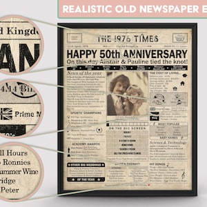 50th Anniversary gift for parents | Printable anniversary party decor | Couple's gift | 1976 Poster | UK version | Digital Download image 3