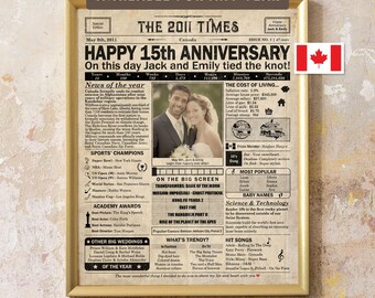 15th Anniversary Gift, Canada Newspaper Poster, 2011 Events (Digital Download)