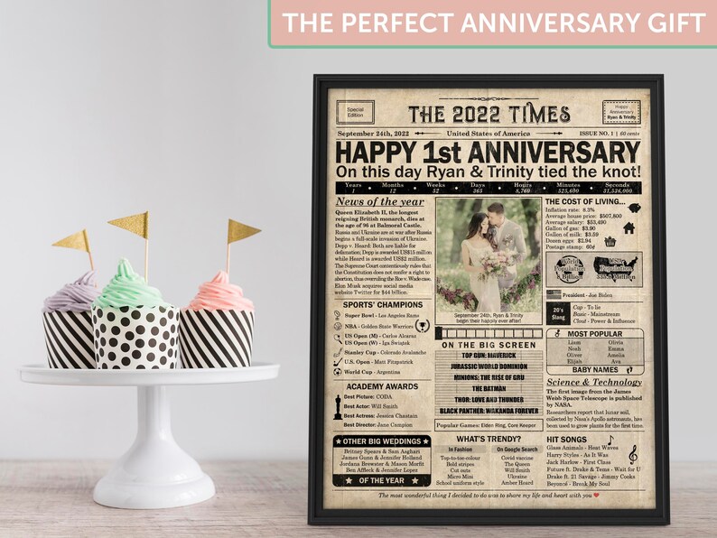 Couples Anniversary Journal Scrapbook - 1st To 75th Year Memory Book With Photo Spaces, Grey Cover