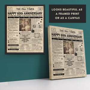 60th Anniversary gift for parents | Printable anniversary party decor | Couple's gift | 1966 Poster | UK version | Digital Download image 6