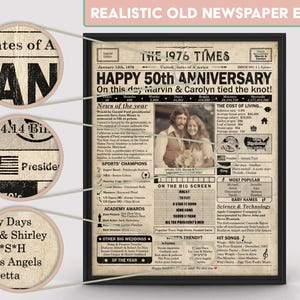 50th Anniversary gift for parents | Printable anniversary party decor | Couple's gift | 1976 Poster | US version | Digital Download image 3