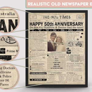 50th Anniversary gift for parents | Printable anniversary party decor | Couple's gift | 1976 Poster | AUSTRALIA version | Digital Download image 3