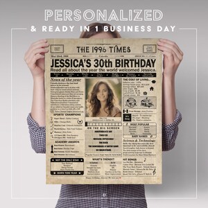 30th Birthday gift for husband, wife, partner, friend, child | Printable birthday party decor | 1996 Poster | Canada version | Digital File image 5