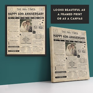 40th Anniversary gift for parents | Printable anniversary party decor | Couple's gift | 1986 Poster | CANADA version | Digital Download image 6