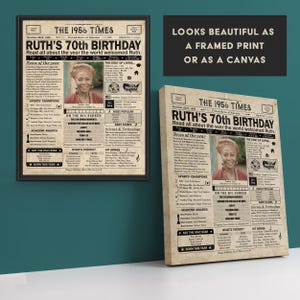 70er Geburtstag Zeitungsplakat, druckbares 70er Geburtstagsparty Dekor, Geburtstagsplakat mit Neuigkeiten und Highlights aus dem Jahr 1956 in den USA Bild 6