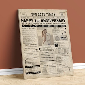1st Anniversary gift for husband or wife Printable paper anniversary party decor Couple's gift 2023 Poster US version Digital File image 4