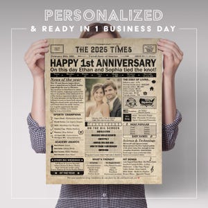 1st Anniversary gift for husband or wife | Printable paper anniversary party decor | Couple's gift | 2025 Poster | US version | Digital File image 5