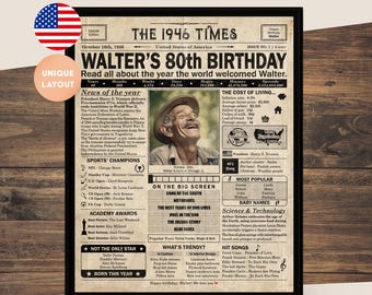 80er Geburtstag Zeitungsplakat, 80er Geburtstag Party Dekor, Geburtstagsplakat mit Neuigkeiten und Highlights aus dem Jahr 1946 in den USA