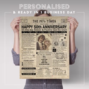 50th Anniversary gift for parents | Printable anniversary party decor | Couple's gift | 1976 Poster | UK version | Digital Download image 5