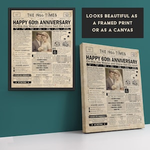 Regalo de 60.º aniversario para padres / Decoración imprimible para fiesta de aniversario / Regalo para parejas / Póster de 1966 / Versión CANADÁ / Descarga digital imagen 6