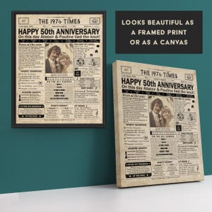 50th Anniversary gift for parents | Printable anniversary party decor | Couple's gift | 1976 Poster | UK version | Digital Download image 6