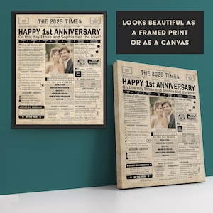 1st Anniversary gift for husband or wife | Printable paper anniversary party decor | Couple's gift | 2025 Poster | US version | Digital File image 6