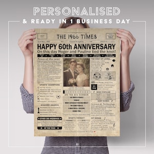 60th Anniversary gift for parents | Printable anniversary party decor | Couple's gift | 1966 Poster | UK version | Digital Download image 5