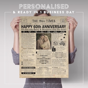 60th Anniversary gift for parents | Printable anniversary party decor | Couple's gift | 1966 Poster | AUSTRALIA version | Digital Download image 5