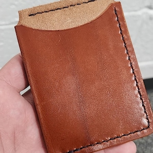 Cartera de cuero EDC - Hecha a mano - Bolsillo delantero y trasero - Una pieza de cuero doblada y cosida