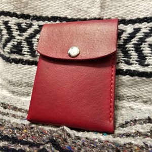 Cartera de cuero minimalista - hecho a mano (cortado, tedado y stiched) - Bolsillo delantero / trasero - Cuero de una pieza plegado y cosido - con Snap