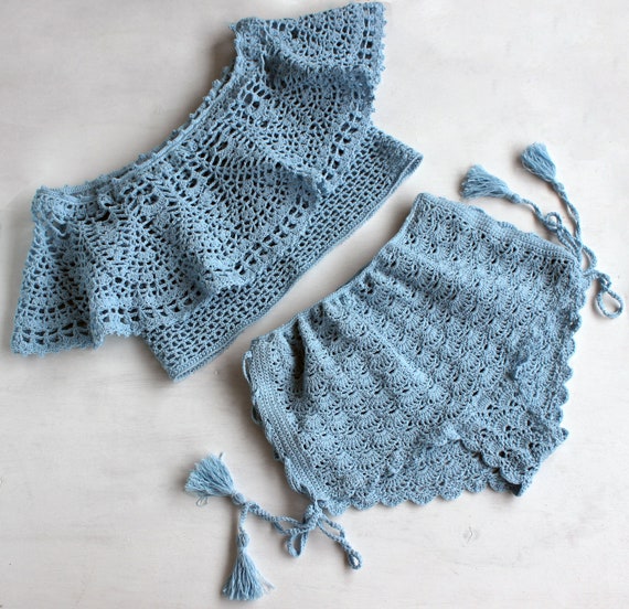 crochet top and shorts