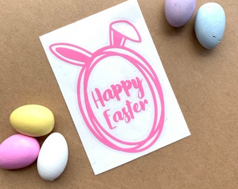 Happy Easter vinyl decal, pastel colors labels, Easter stickers