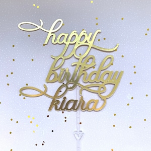 Rose Gold Cursive Cake Topper: Metallic Finish, 6&quot; Cardstock