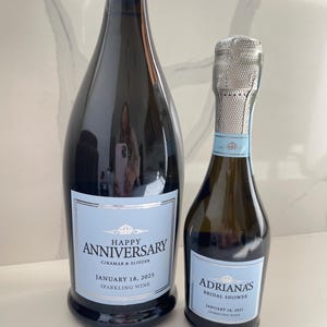 Foiled Prosecco Labels. Anniversary Wine Label. Wedding Wine Label. Bridal Shower Favors. Mini Labels.