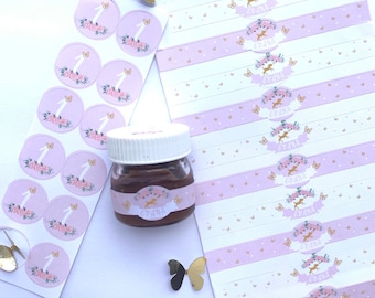 Bambi Party: Personalized Mini Nutella Labels, Set of 24