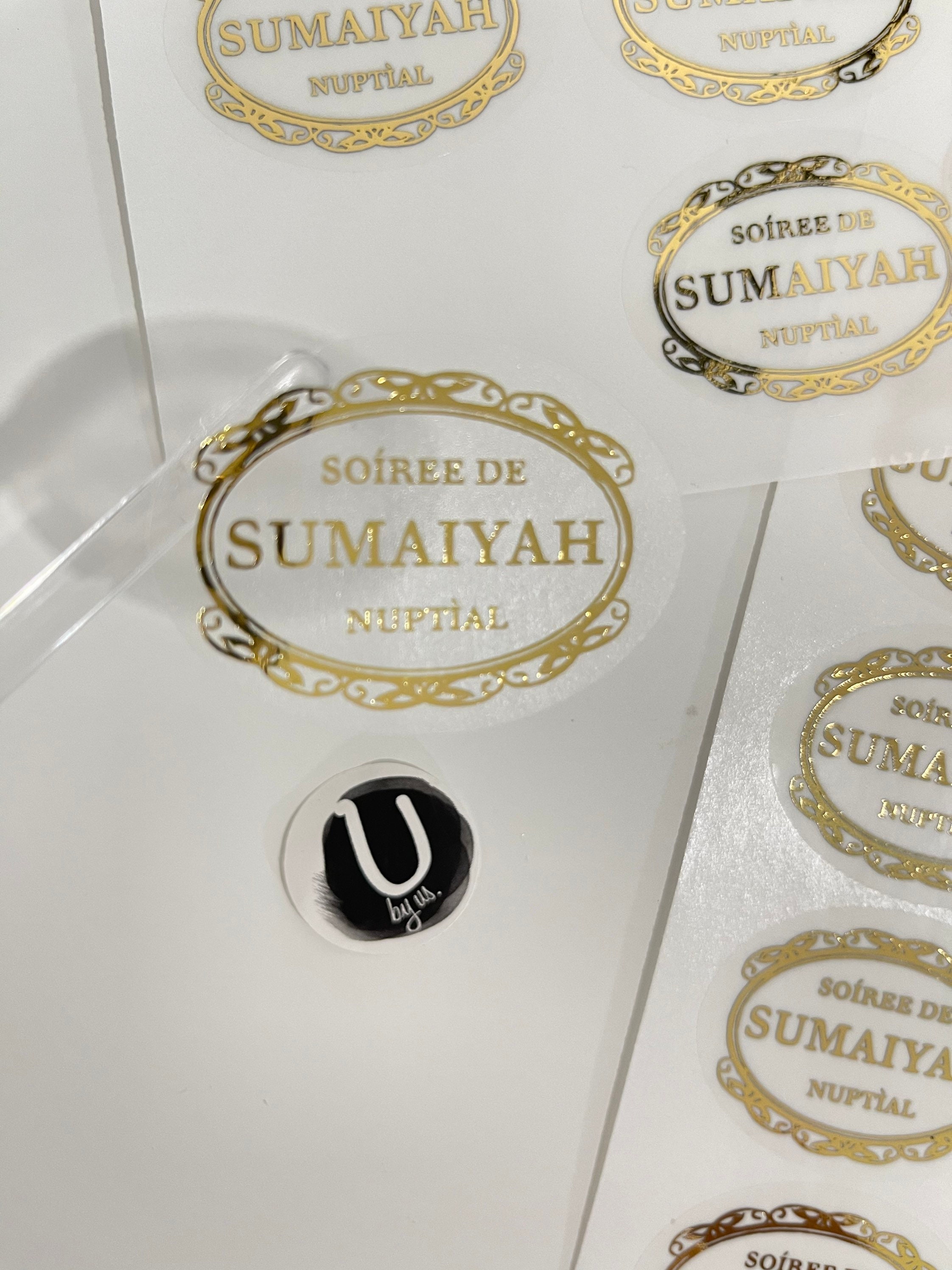 Real Foil Oval Stickers: Personalized Wedding Envelope Seals